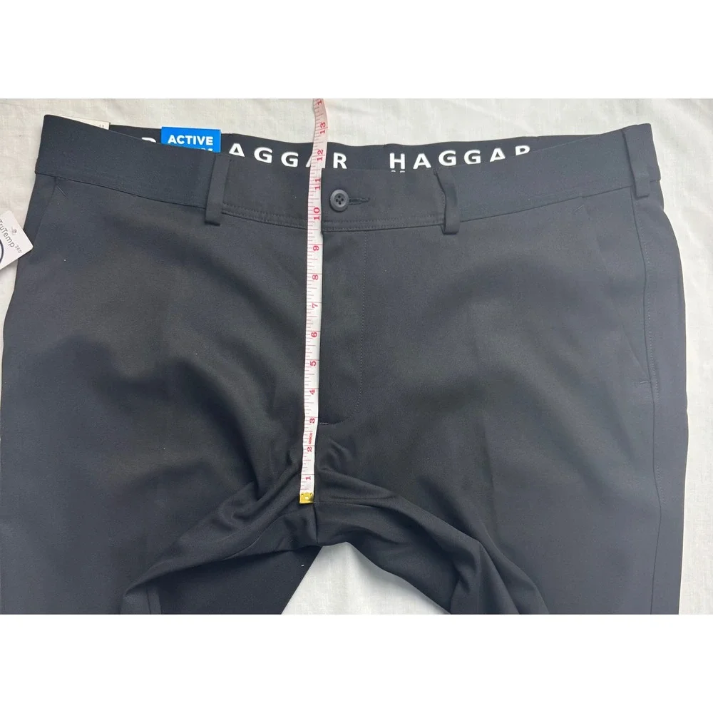 Haggar Mens 365 Modern Flex Pant Black Straight‎ Fit 42W X 30L Gabardine